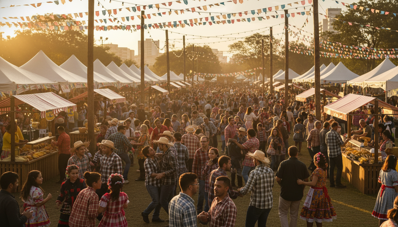 São João de Curitiba 2026 começa em 4 de junho no feriado de Corpus Christi. Quatro dias de forró, quadrilha e gastronomia no Centro de Eventos Positivo.