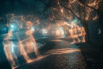 projeções de luz do Inverno Encantado Curitiba no Passeio Público