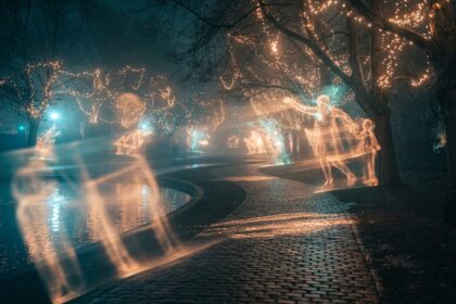 projeções de luz do Inverno Encantado Curitiba no Passeio Público