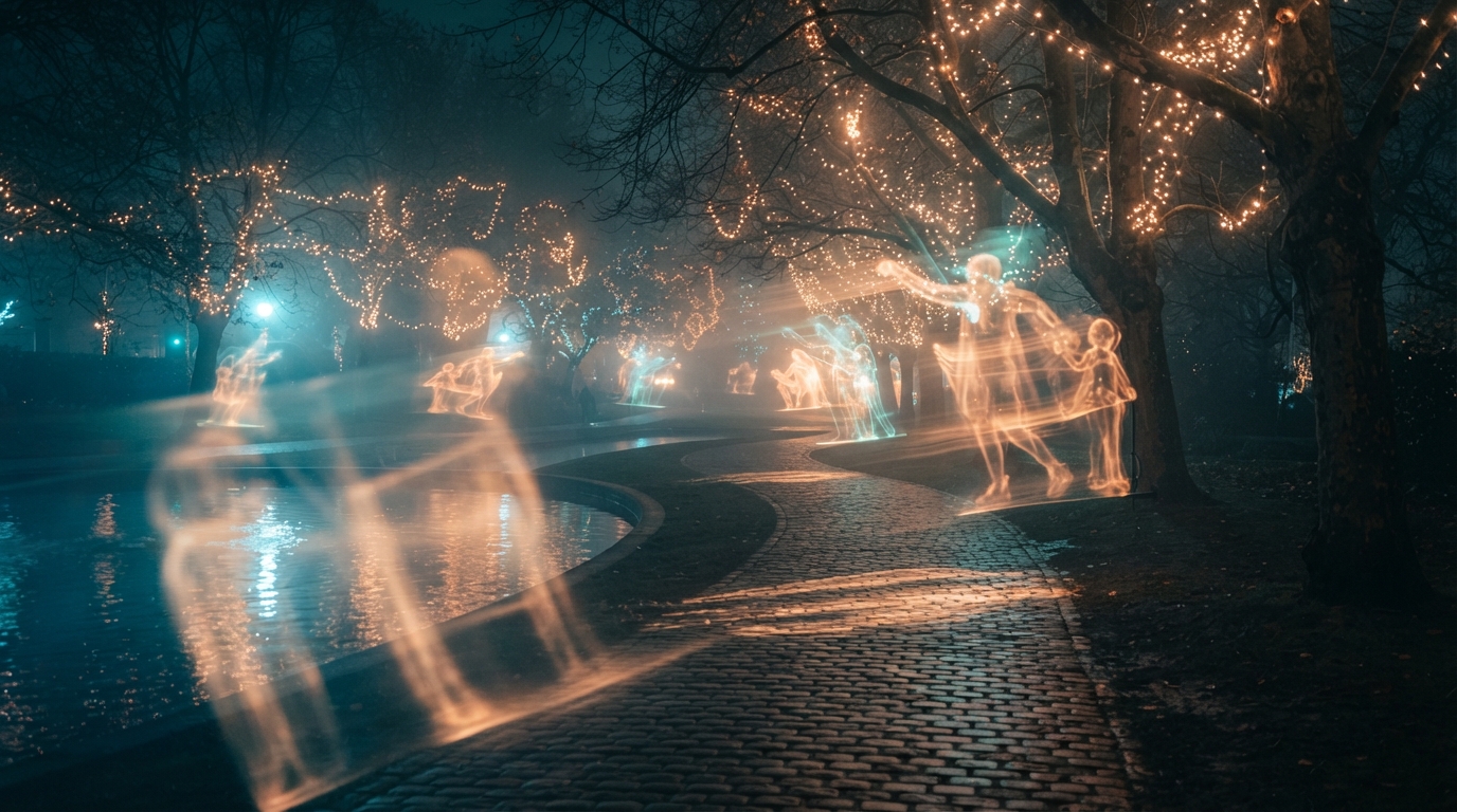 projeções de luz do Inverno Encantado Curitiba no Passeio Público