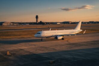 Avião pousa em pista que representa nova rota internacional para Curitiba