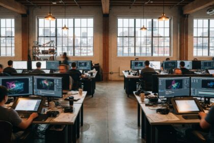Estúdio de desenvolvimento de games em Curitiba com equipe trabalhando