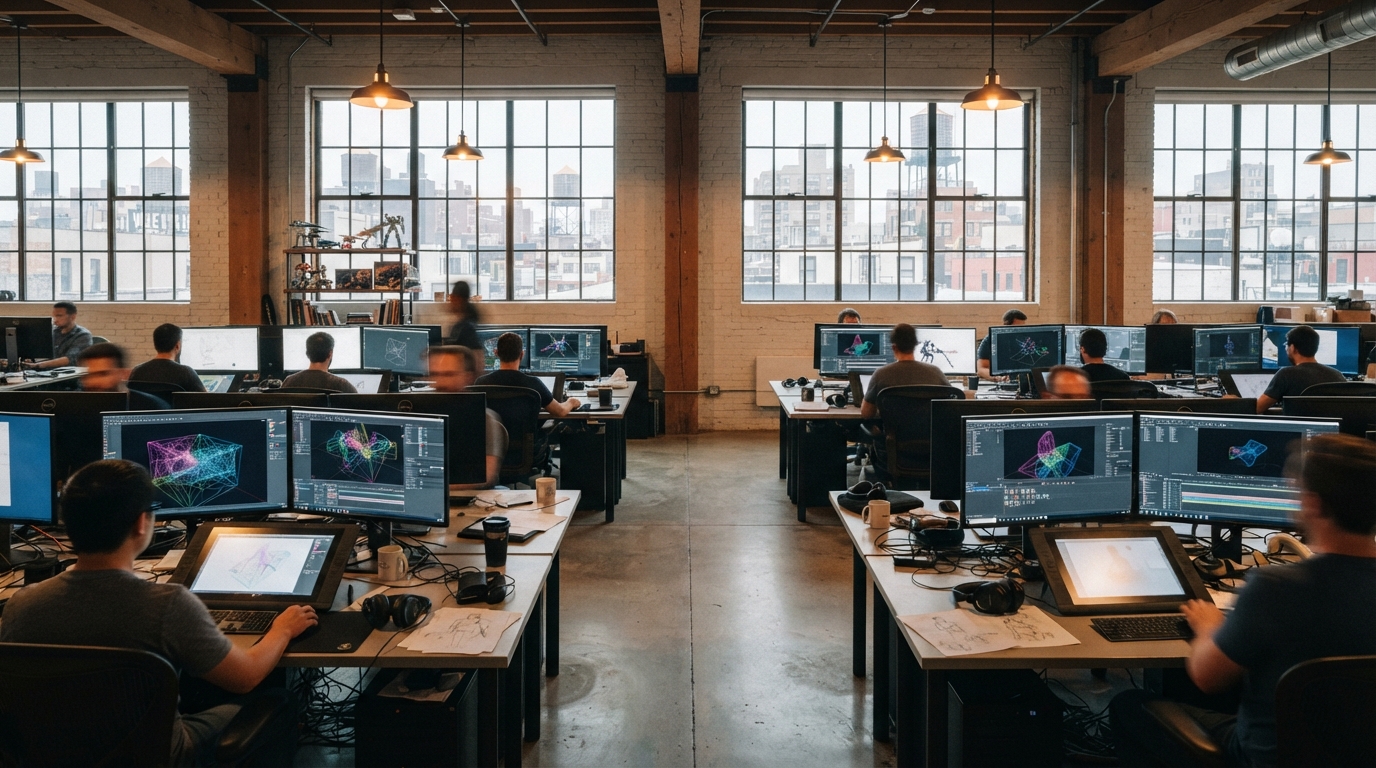 Estúdio de desenvolvimento de games em Curitiba com equipe trabalhando