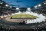 Carro em manobra de drift em Curitiba dentro do estádio Vila Capanema